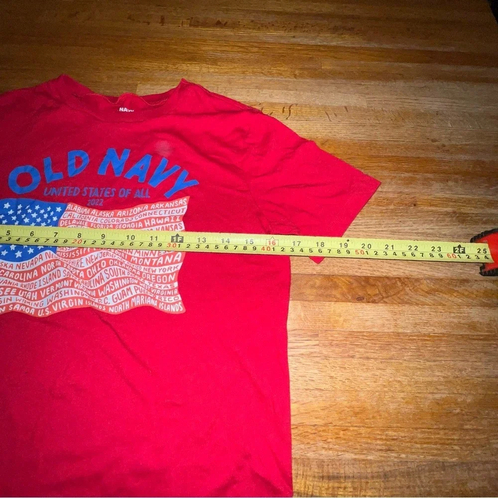 Old Navy Youth XL Red White Blue 2022 USA Flag‎ Star Stripes 4th of July T-Shirt